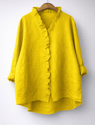 Luisa™ Elegant Ruffled Linen Blend Shirt