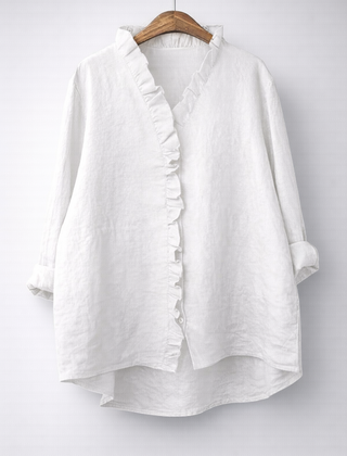 Luisa™ Elegant Ruffled Linen Blend Shirt