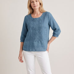 Violet Embroidered Boho Blouse - Blue