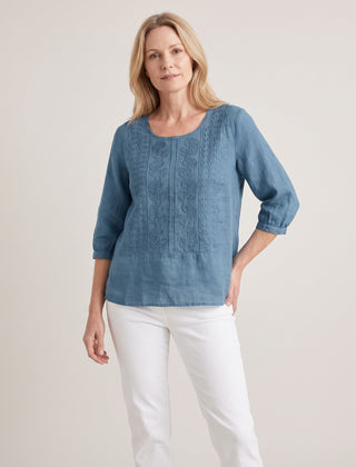 Violet Embroidered Boho Blouse - Blue