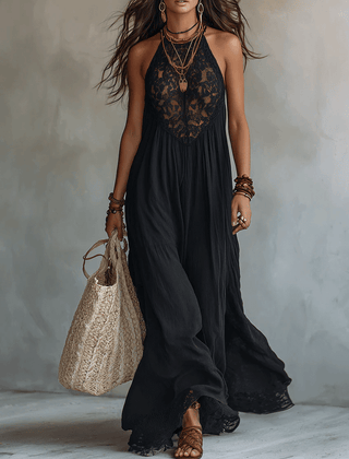 Marguerite™ Bohemian Sleeveless Maxi Dress with Trim