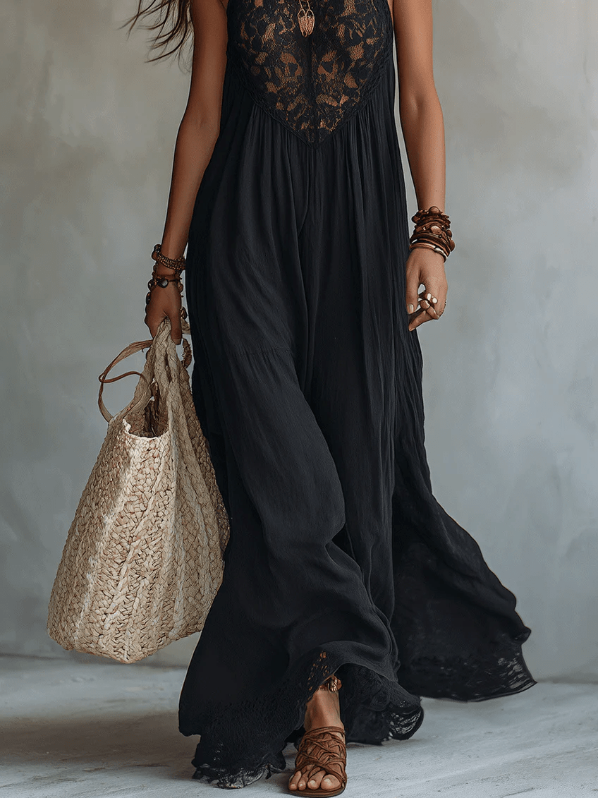 Marguerite™ Bohemian Sleeveless Maxi Dress with Trim