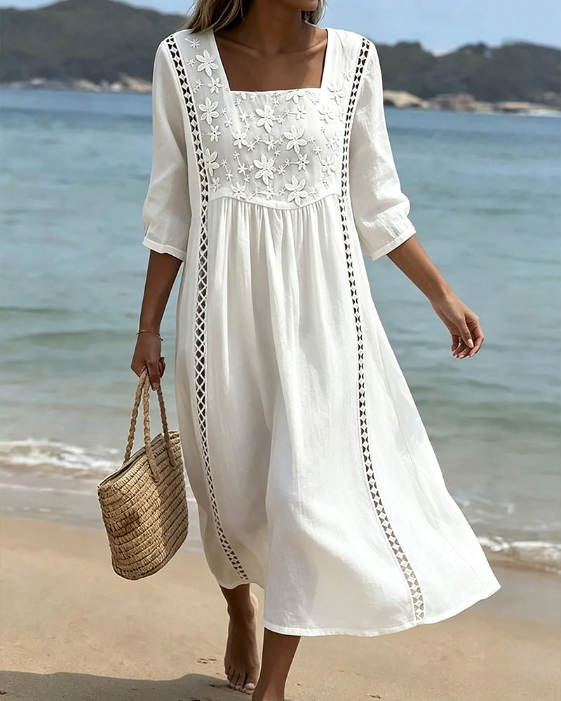 Liesel™ Casual Square-Neck Dress with Cut-Out Detail