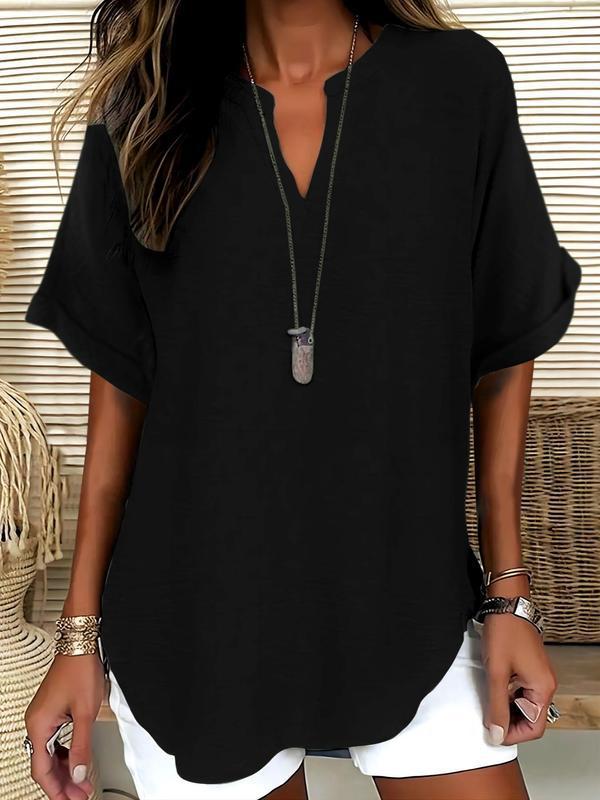 Atasia™ Soft-Touch Notched-Neck Blouse