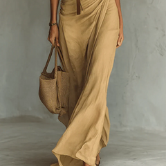 Camille™ Maxi Dress with Lapels and Belt At the Waist