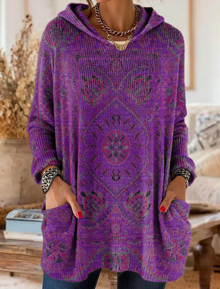 Alice™ Retro Ethnic Print Hooded Tunic
