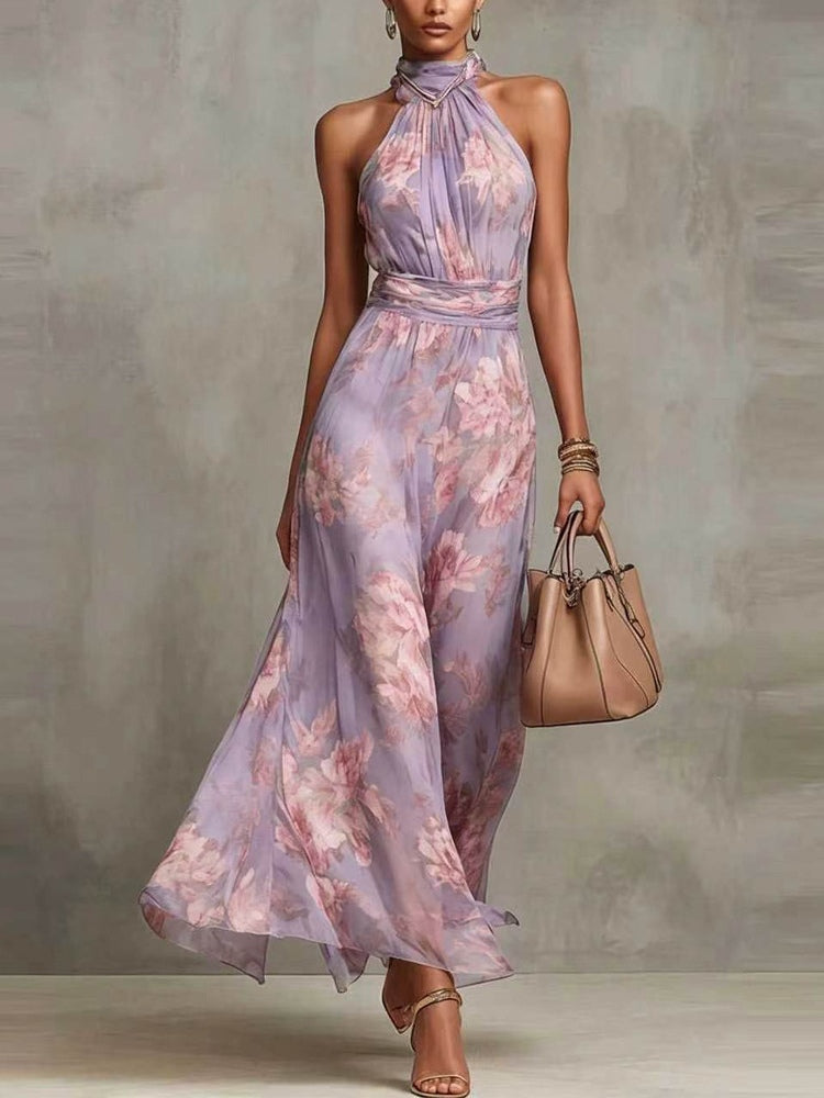 Adèle™ Floral Halter Maxi Dress