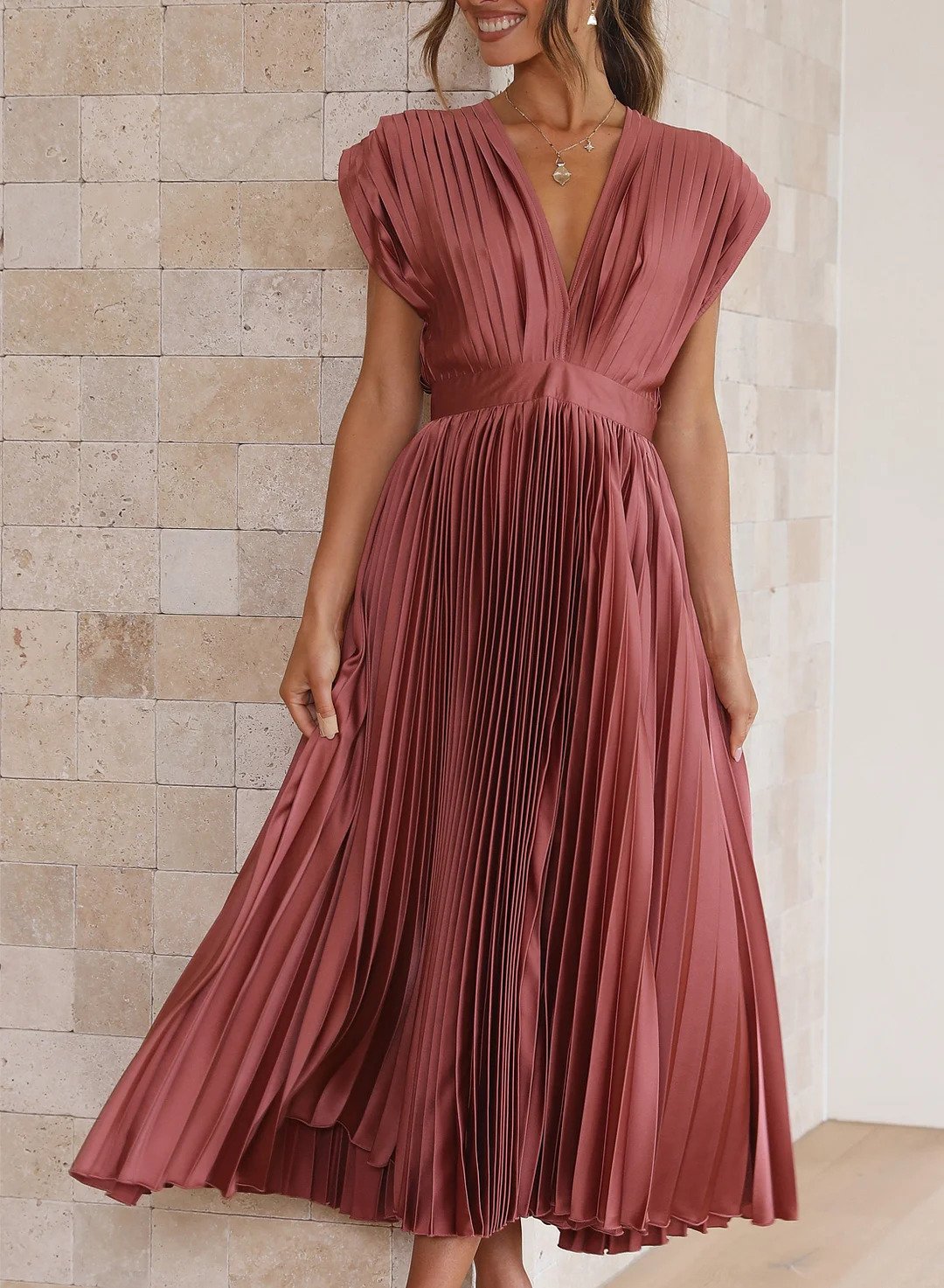 Ottavia™ Elegant Pleated Maxi Dress