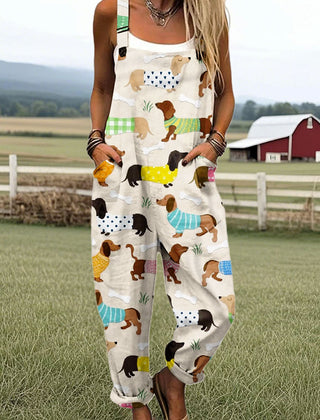 Agnes™ - Playful Dog Print Jumpsuit