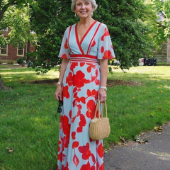 Corinne™ V Neck Short Sleeve Floral Maxi Dress