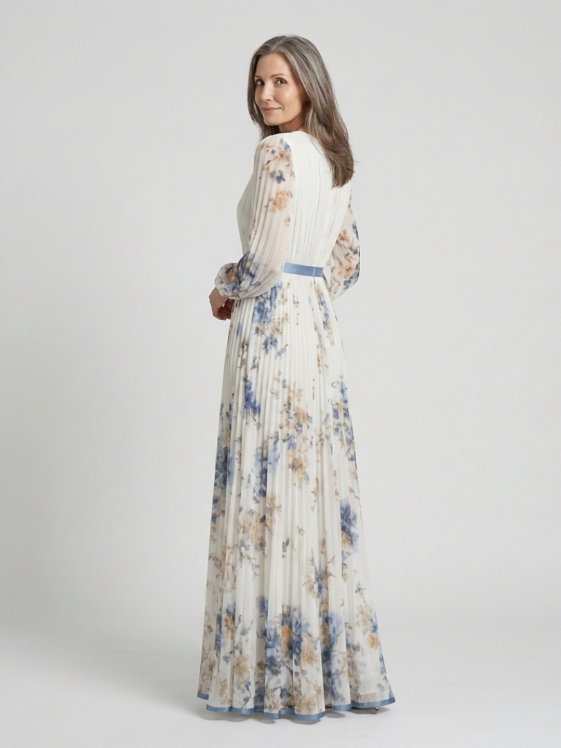 Lavinia™ Long Sleeve V Neck Floral Maxi Dress
