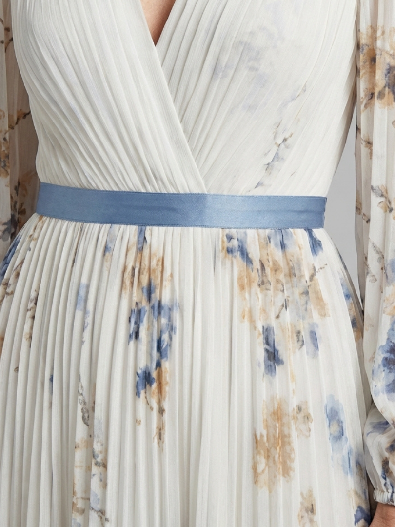 Lavinia™ Long Sleeve V Neck Floral Maxi Dress
