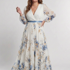 Lavinia™ Long Sleeve V Neck Floral Maxi Dress