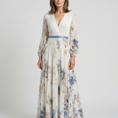 Lavinia™ Long Sleeve V Neck Floral Maxi Dress
