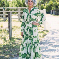 Sabine™ Long Sleeve Tie Waist Tiered Maxi Dress