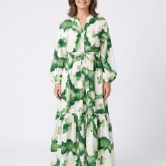 Sabine™ Long Sleeve Tie Waist Tiered Maxi Dress