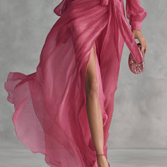 Juliette™ Elegant V-Neck Waistband Long Dress