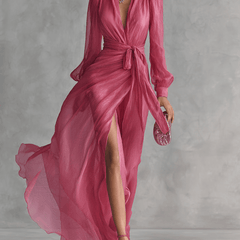 Juliette™ Elegant V-Neck Waistband Long Dress