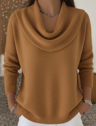 Marie Elegant Cowl Neck Knit Sweater