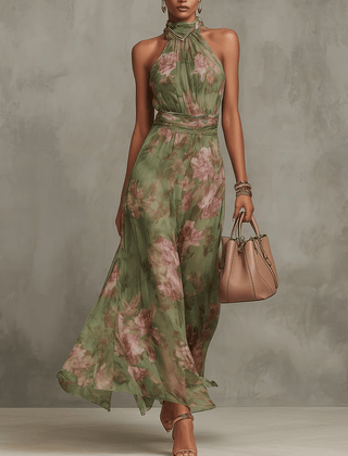 Adèle™ Floral Halter Maxi Dress