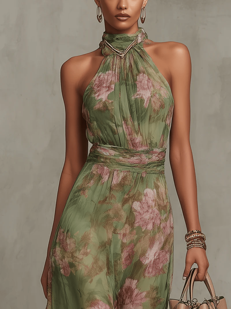 Adèle™ Floral Halter Maxi Dress