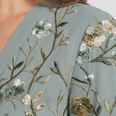 Evadne™ Floral V Neck Short Sleeve Maxi Dress