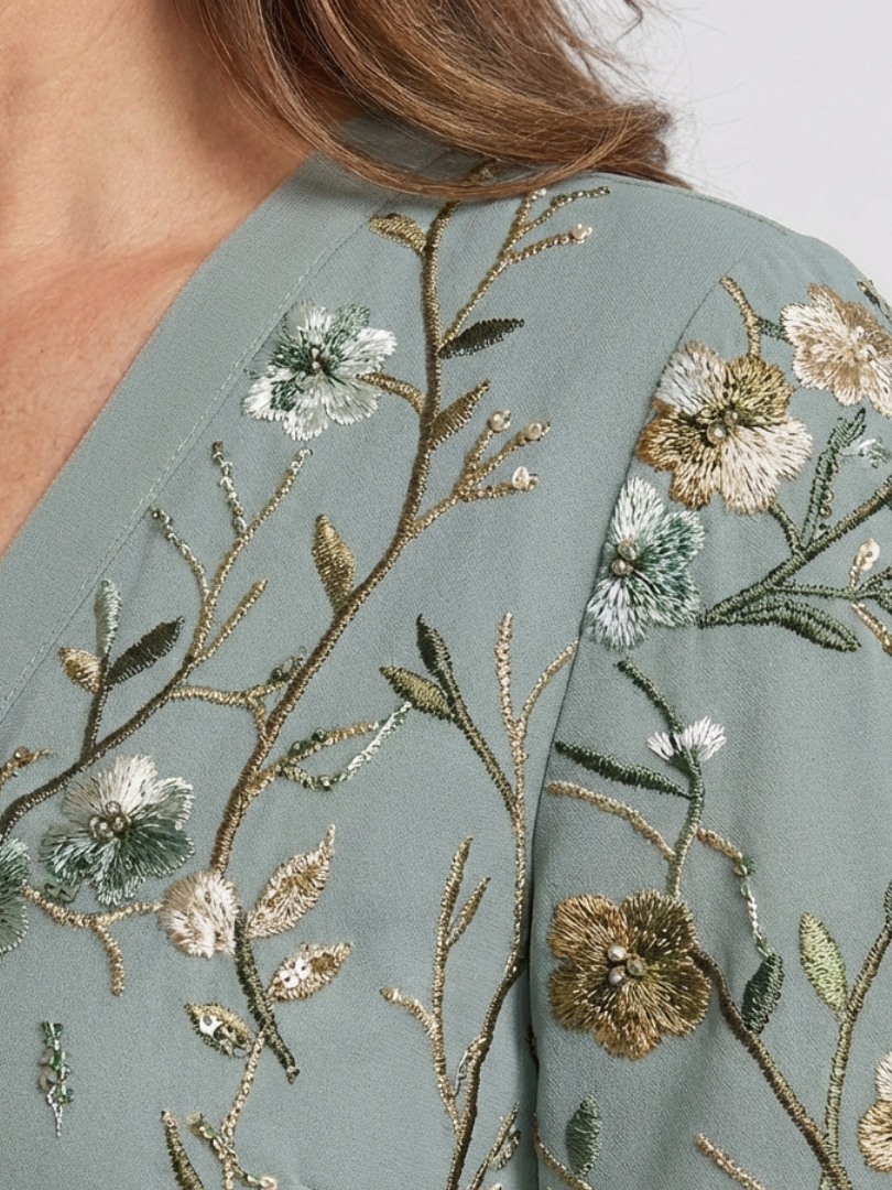 Rosalind™ Floral V Neck Short Sleeve Maxi Dress