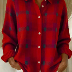 Haley Cozy Plaid Knit Cardigan