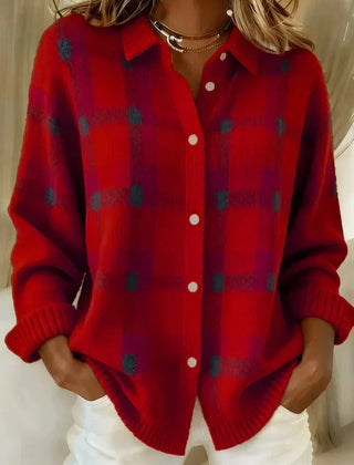 Haley Cozy Plaid Knit Cardigan