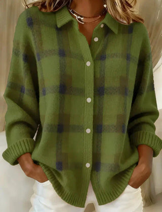 Haley™ | Cozy Plaid Knit Cardigan