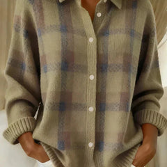 Haley Cozy Plaid Knit Cardigan