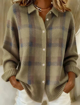 Haley™ | Cozy Plaid Knit Cardigan