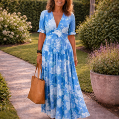 Ione™ Short Sleeve V Neck Floral Midi Dress