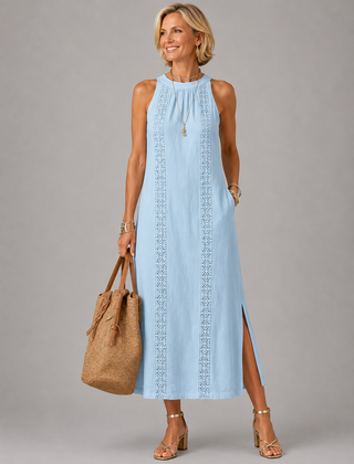 Emberly™ Relaxed Embroidered Midi Dress