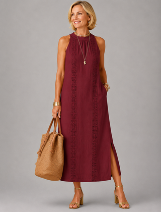 Emberly™ Relaxed Embroidered Midi Dress