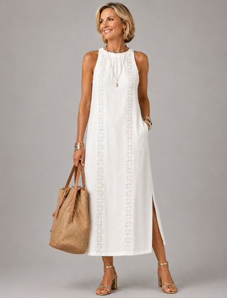 Emberly™ Relaxed Embroidered Midi Dress