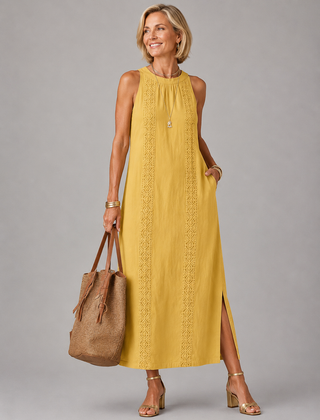 Emberly™ Relaxed Embroidered Midi Dress