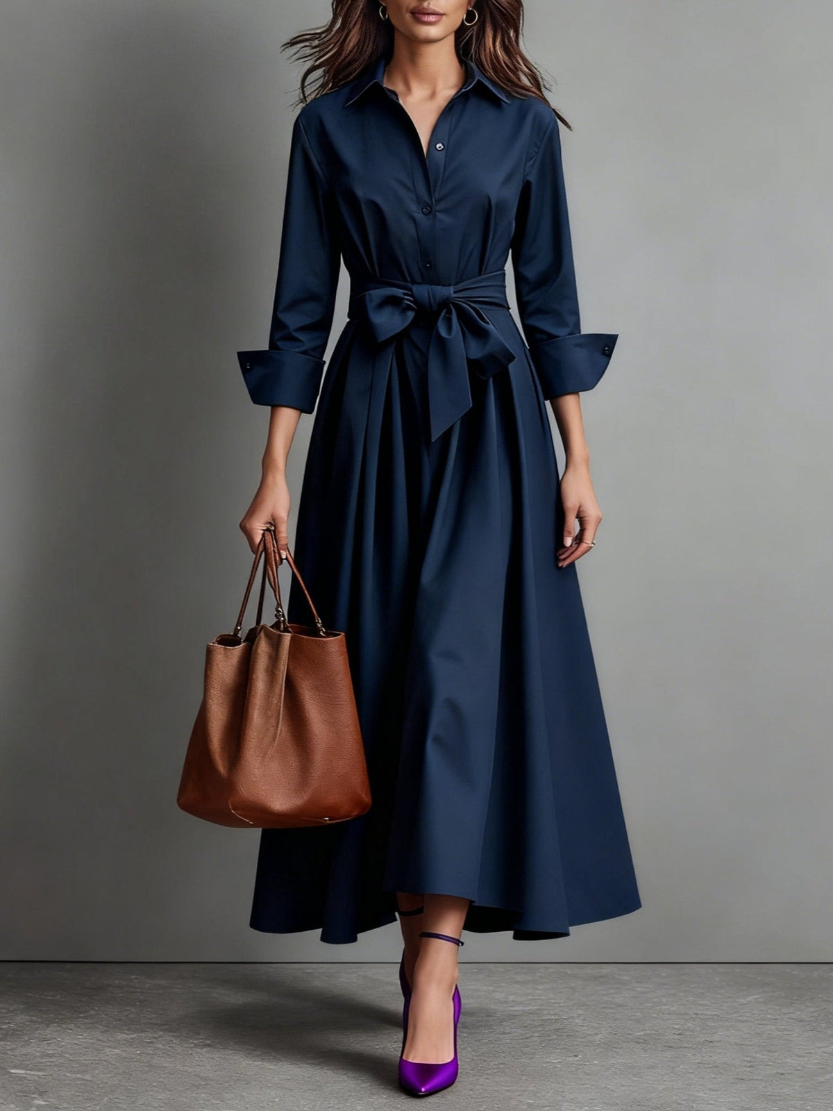 Marise™ Elegant Maxi Dress with Bow Detail
