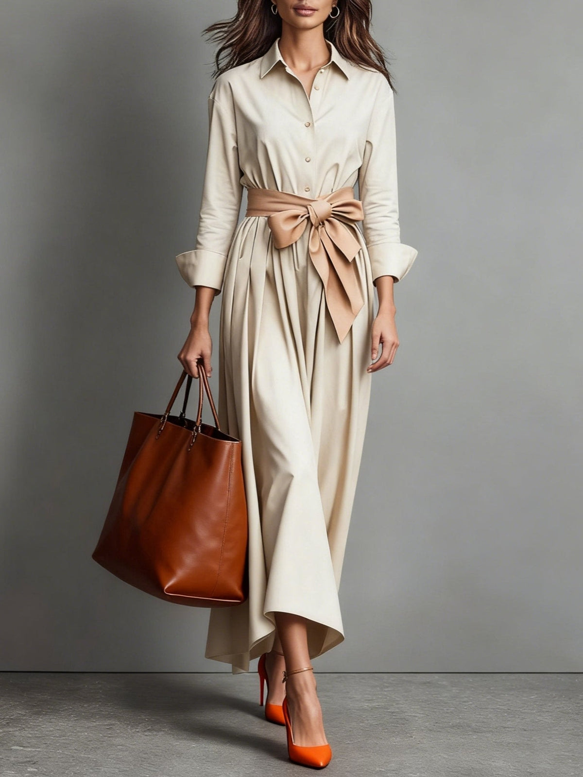 Marise™ Elegant Maxi Dress with Bow Detail