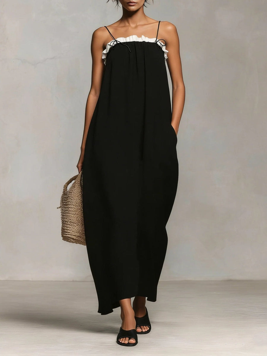 Mirelle™ Maxi Dress with Colour Blocks and Spaghetti Straps