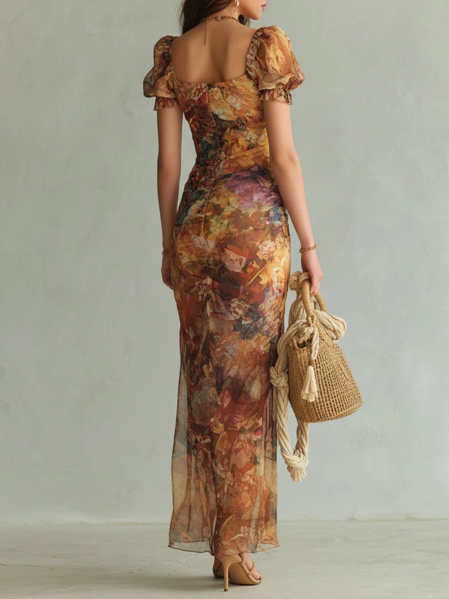 Colette™ Bohemian Vacation Oil Painting Print Maxi Dress