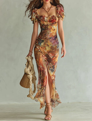 Colette™ Bohemian Vacation Oil Painting Print Maxi Dress