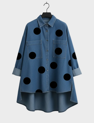 Pollie™ Artistic Polka Dot Denim Top