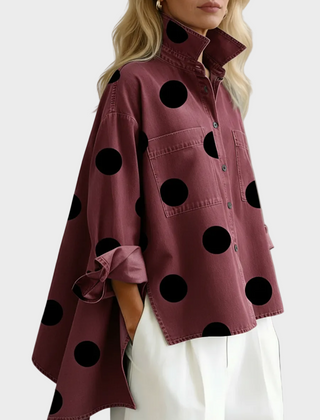 Pollie™ Artistic Polka Dot Denim Top