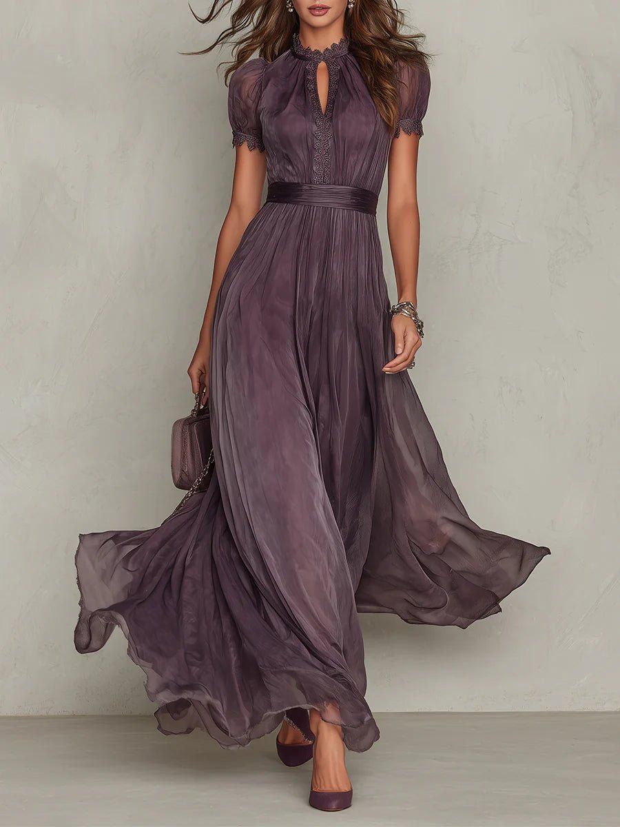 Valentine™ Keyhole Neckline Trim Maxi Dress