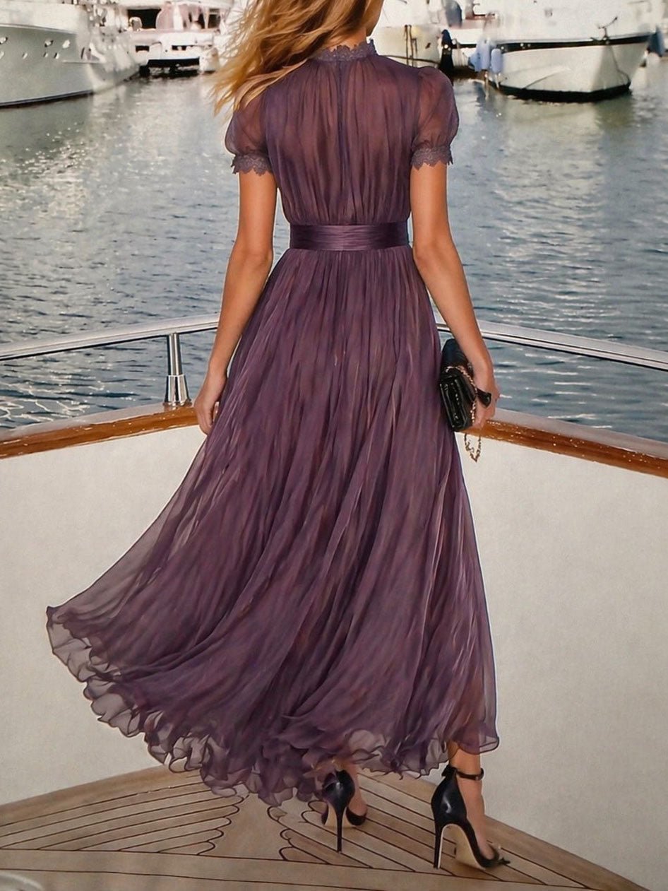 Valentine™ Keyhole Neckline Trim Maxi Dress