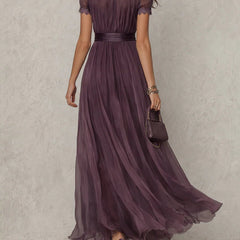 Valentine™ Keyhole Neckline Trim Maxi Dress