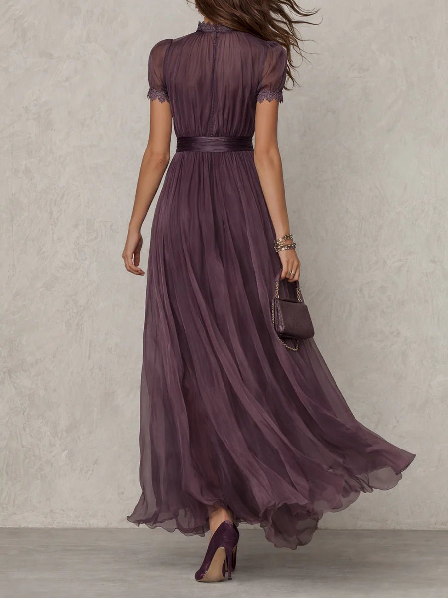 Valentine™ Keyhole Neckline Trim Maxi Dress