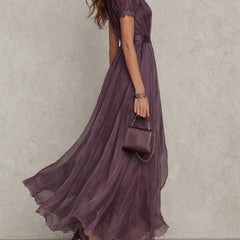 Valentine™ Keyhole Neckline Trim Maxi Dress