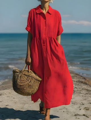 Davina™ Cotton Button Shirt Dress